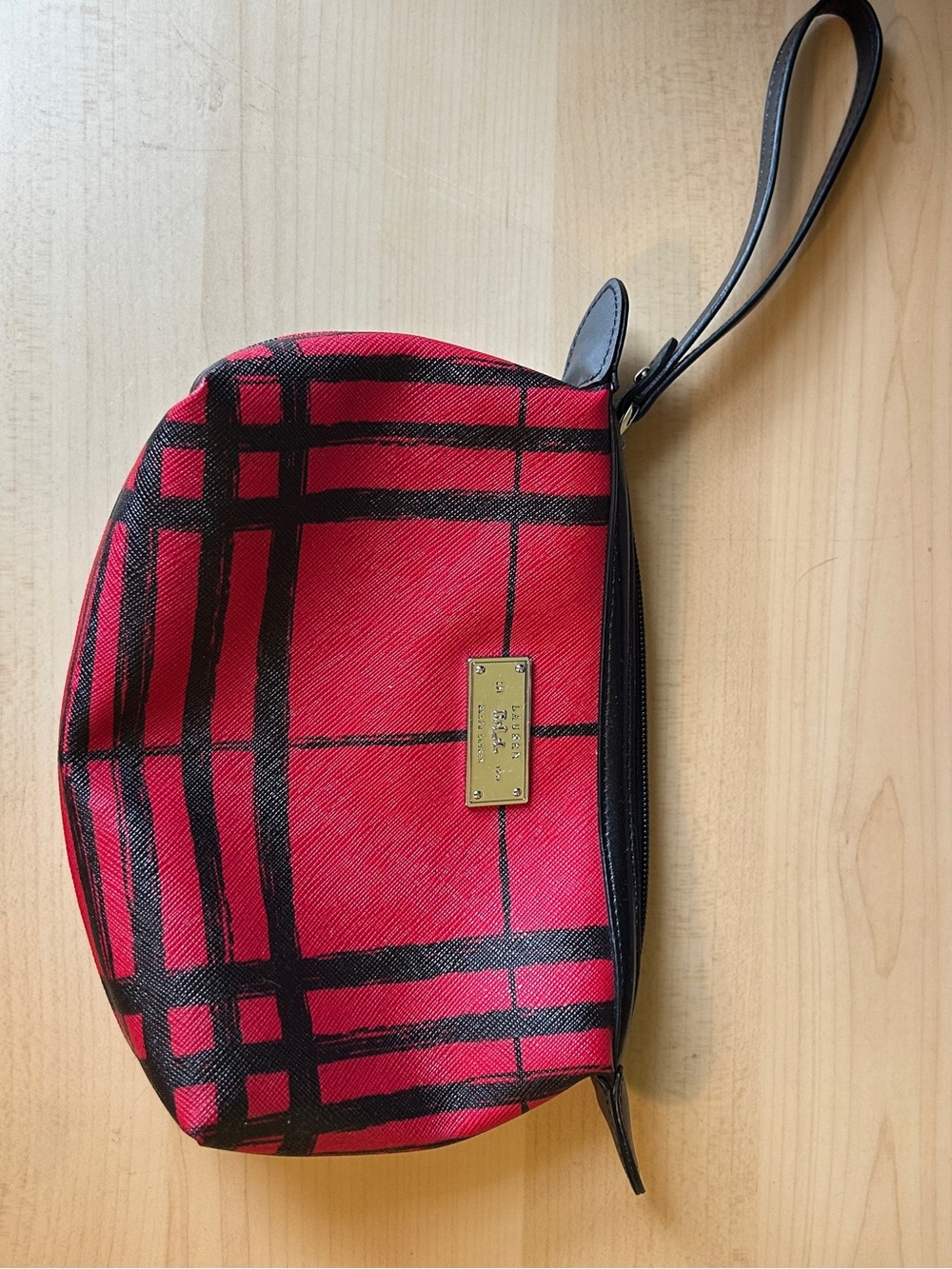 Ralph Lauren Red and Black Plaid Wristlet Clutch